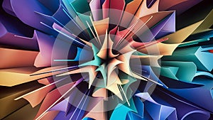 An abstract digital multi-layered angular shapes background, ai generated.