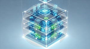 Abstract digital network architecture cloud computing infrastructure