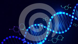 Abstract Digital Network Background with Glowing DNA and Hexagon Structure