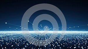 Abstract Digital Network Background with Glowing Particles and Data Stream