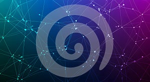 Abstract Digital Network Background with Luminous Nodes and Interconnected Lines Representing Technology, Data, and Global