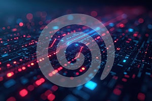 Abstract digital network, binary code, glowing circuits, technology, digital