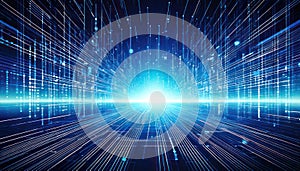 Abstract Digital Network - Blue Light and Data Stream Visualization