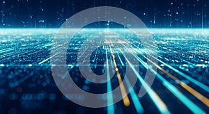 Abstract Digital Network of Blue and Yellow Lights technology data