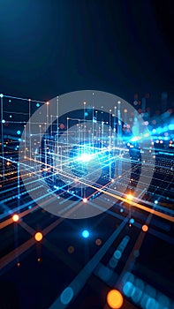 Abstract Digital Network Communication Connection with Data Transfer and Artificial Intelligence