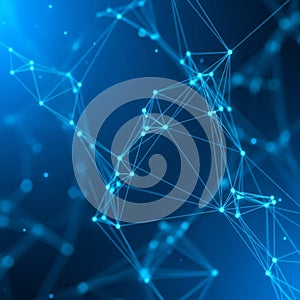 Composed of interconnected points and lines on a blue gradient