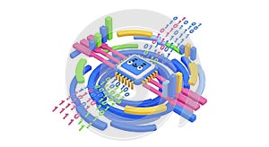 Abstract Digital Network Concept with Interconnected Data Streams and Binary Code