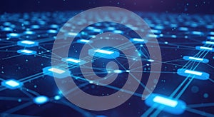 Abstract digital network of connected nodes representing blockchain technology concepts