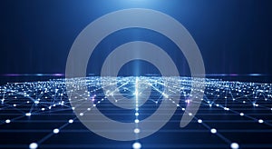 Abstract Digital Network Connection Background with Glowing Particles