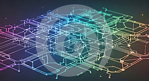 Abstract digital network connection with glowing lines and nodes