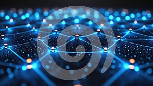 Abstract Digital Network Connection glowing nodes and lines Global Network Technology Concept