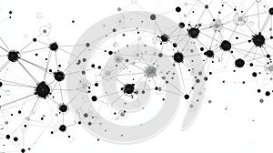 Abstract Digital Network Connection Visualization with Nodes and Lines on a White Background