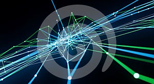 Abstract Digital Network Connections and Data Flow Visualization
