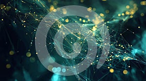 Abstract Digital Network Connections with Glowing Nodes and Lines