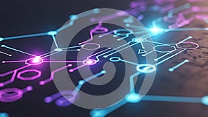 Abstract Digital Network Connections Glowing Technology Data Flow Computing AI Concepts