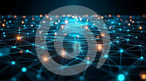 Abstract digital network connections at night