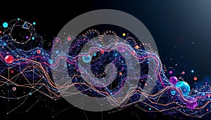 Abstract digital network, data connection, technology background, tech art, Stock Photo, Generative AI
