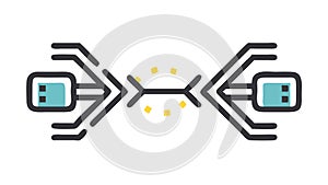 Abstract Digital Network Data Flow, Interconnected Systems, vector design Generative AI