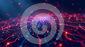 Abstract Digital Network Data Flow in Pink and Blue