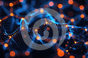 Abstract Blue and Orange Network Data Flow