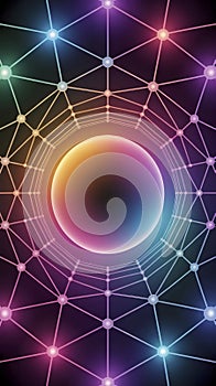 ?Colorful network mesh and spheres background AI generated
