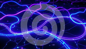 Abstract Digital Network Flow: Illuminated Pathways of Binary Code