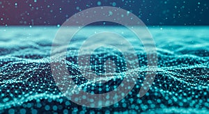 Abstract Digital Network of Glowing Blue Dots and Lines technology data