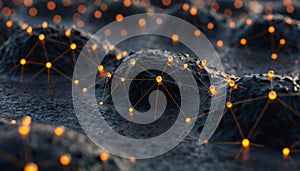 Abstract Digital Network with Glowing Connections