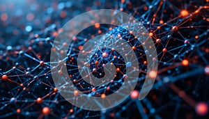 Abstract Digital Network with Glowing Connections