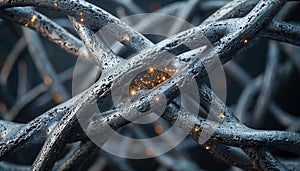 Abstract Digital Network with Glowing Energy Particles