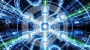 Abstract digital network with glowing nodes and interconnected lines