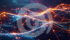 Abstract Digital Network with Glowing Orbs and Connections