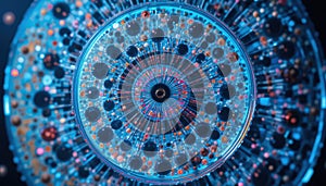 Abstract Digital Network of Glowing Particles