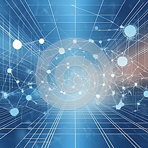 Abstract Digital Network Grid Background. Generative AI
