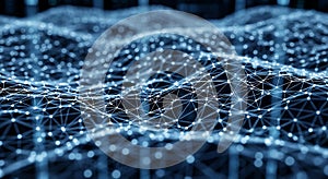 Abstract Digital Network Grid with Glowing Nodes
