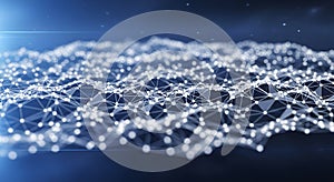 Abstract Digital Network Grid with Glowing Nodes