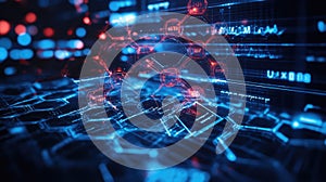 Abstract digital network grid with glowing nodes