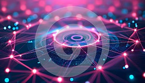 Abstract Digital Network with Glowing Nodes