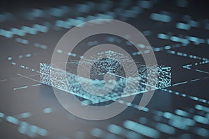 Abstract digital network with interconnected grid