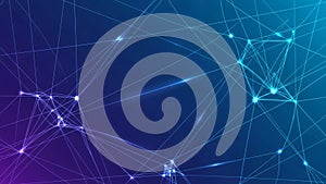 Abstract Digital Network Interconnected Lines Glowing Nodes for Technology Data and Connectivity