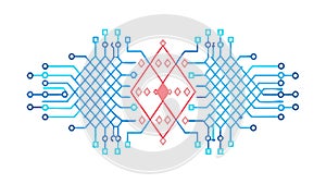 Abstract Digital Network with Interconnecting Circuits, vector design Generative AI