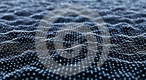 Abstract digital network mesh with glowing points creating a flowing wave pattern