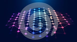 Abstract digital network pattern featuring interconnected nodes arranged in a grid.