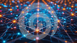 Abstract Digital Network: Connectivity, Data Flow, Artificial Intelligence, And Technology Background