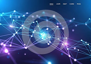 Abstract digital network visualization. Features interconnected