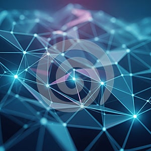 Abstract digital network visualization featuring interconnected nodes and lines