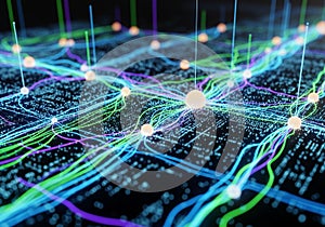 Abstract digital network visualization featuring