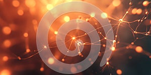 Abstract Digital Network Visualization with Glowing Connections and Dynamic Patterns