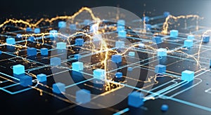 Abstract digital network visualization with glowing data streams and interconnected nodes representing complex information systems