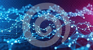 Abstract digital network visualization with glowing hexagonal connections